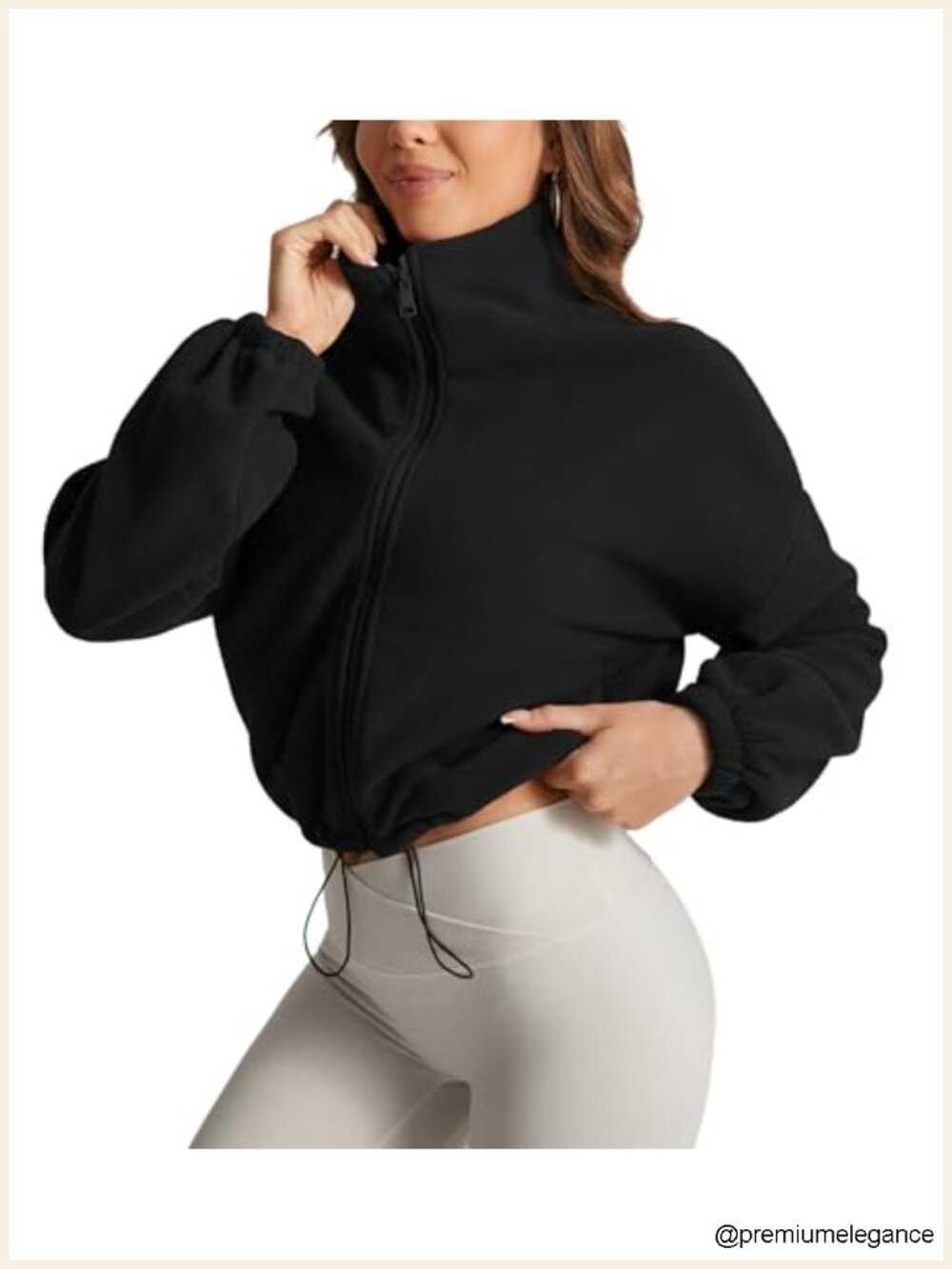 Cropped Sherpa Jacket Full Zip Cozy Fleece Coat with Side Pockets - Picture 1 of 6